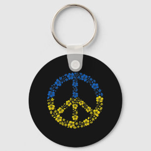 Peace Flower Ukraine  I Stand With Ukraine Flag  Key Ring