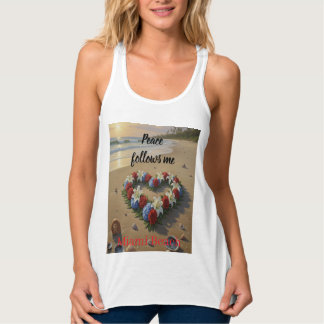 Peace Follows Me Beautiful Beach Floral T-Shirt Singlet