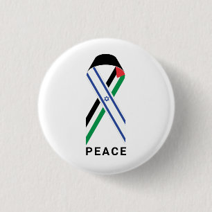 Peace for Israel and Palestine flag ribbon white 3 Cm Round Badge