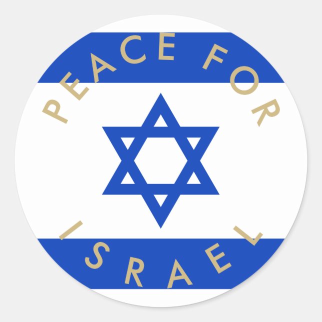 Peace for Israel flag custom text Classic Round Sticker (Front)