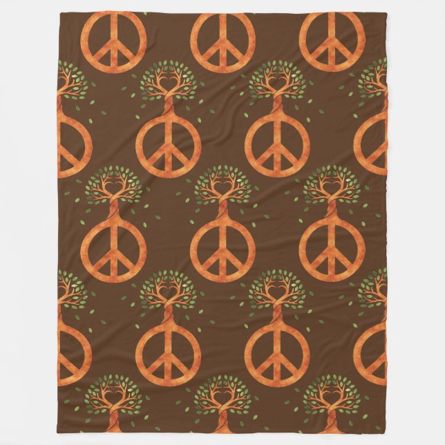 Peace For Trees - Flower Power Heart 1 Fleece Blanket (Front)
