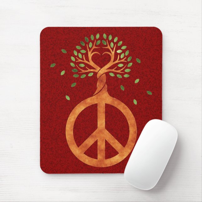 Peace For Trees - Flower Power Heart 1 Mouse Pad (With Mouse)