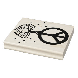 Peace For Trees - Flower Power Heart 1 Rubber Stamp