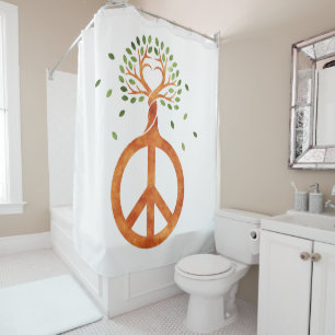 Peace For Trees - Flower Power Heart 1 Shower Curtain
