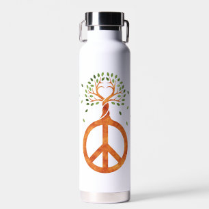 Peace For Trees - Flower Power Heart 1 Water Bottle