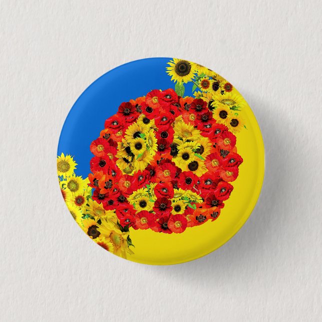 PEACE FOR UKRAINE! 3 CM ROUND BADGE (Front)