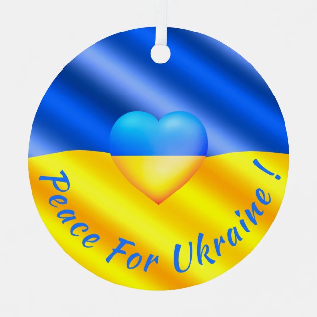 Peace For Ukraine Christmas Ornament Ukraine Flag (Front)