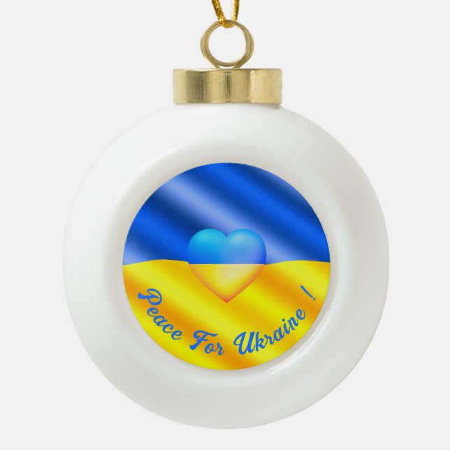 Peace For Ukraine Christmas Ornament Ukraine Flag (Front)