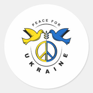 Peace For Ukraine Dove Ukraine Flag I Stand With U Classic Round Sticker