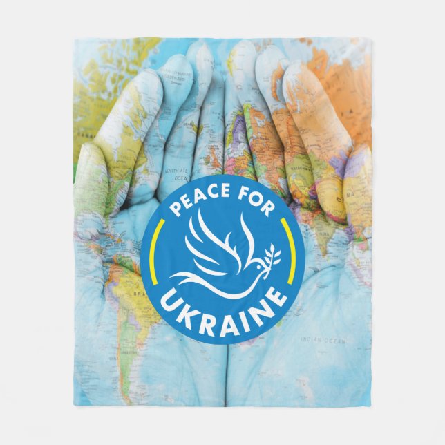 Peace for Ukraine Fleece Blanket (Front)