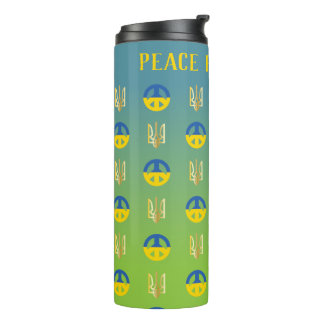 Peace for Ukraine Peace Symbol and Trident Thermal Tumbler