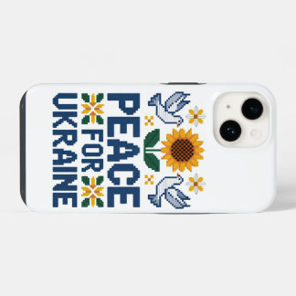 Peace for Ukraine Pixel Folk Art iPhone 14 Case