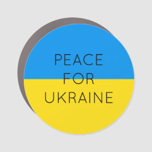    Peace For Ukraine Simple Minimal Ukrainian Flag Car Magnet
