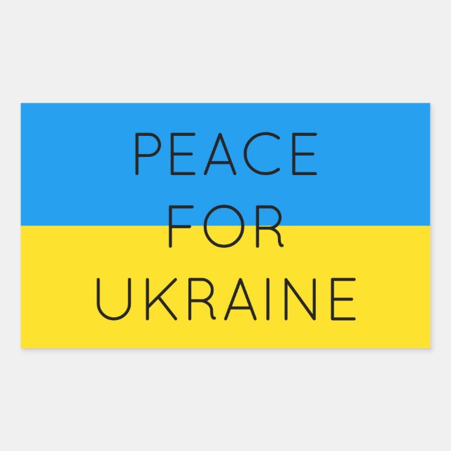    Peace For Ukraine Simple Minimal Ukrainian Flag Rectangular Sticker (Front)