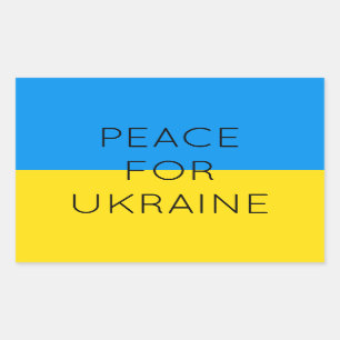    Peace For Ukraine Simple Minimal Ukrainian Flag Rectangular Sticker
