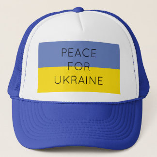    Peace For Ukraine Simple Minimal Ukrainian Flag Trucker Hat