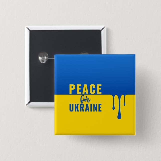 Peace for Ukraine Square Button (Front & Back)