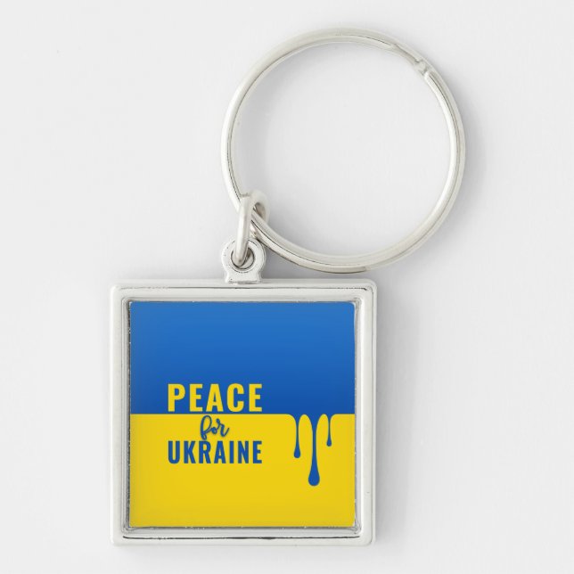 Peace for Ukraine Square Keychain (Front)