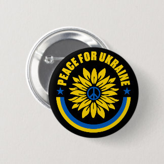 Peace For Ukraine Sunflower 6 Cm Round Badge