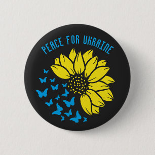 Peace for Ukraine. Sunflower symbol of peace. 6 Cm Round Badge