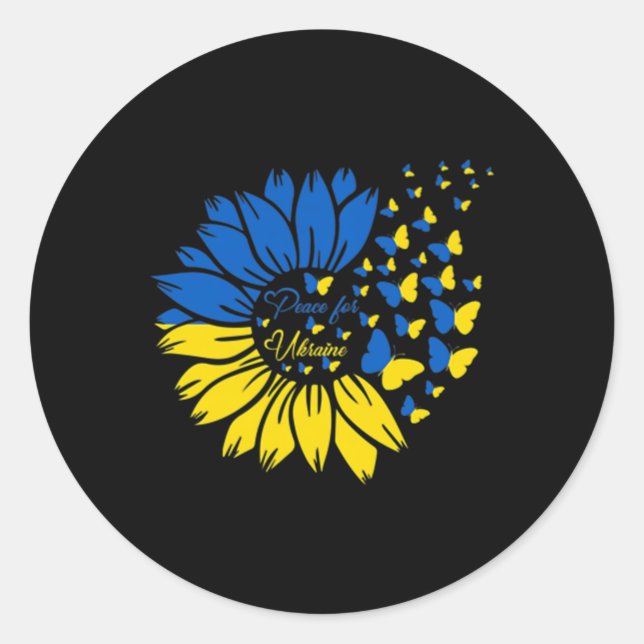 Peace For Ukraine Sunflower Ukrainian Butterfly Uk Classic Round Sticker (Front)