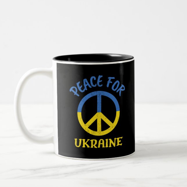 Peace For Ukraine Two-Tone Coffee Mug (Left)