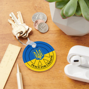 Peace for Ukraine, Ukraine Flag, Emblem Key Ring