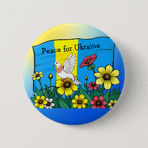Peace for Ukraine   Ukrainian Flag 6 Cm Round Badge