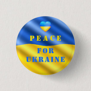 Peace For Ukraine - Ukrainian Flag - Freedom 3 Cm Round Badge