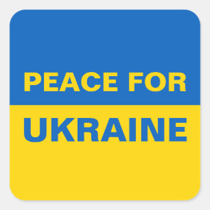 Peace for Ukraine Ukrainian Flag Square Sticker