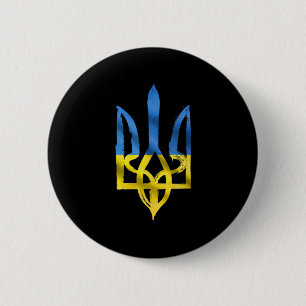 Peace for Ukraine Ukrainian vintage trident suppor 6 Cm Round Badge