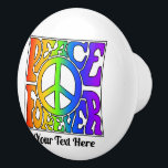 Peace Forever Vintage Retro Rainbow Custom Ceramic Knob<br><div class="desc">Colorful ‘Peace Forever’ motif in an eye-catching rainbow ombre effect. Retro feel illustration incorporating a hand-lettered design with a Seventies vibe and a central badge with peace symbol. Great as a treat for yourself or as a gift for Father’s/ Mother’s Day, birthday present, to say thank you or to show...</div>