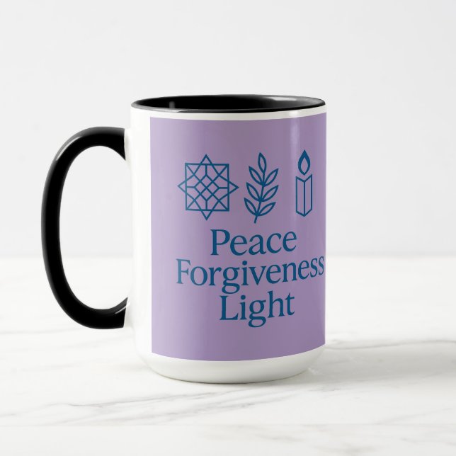 Peace Forgiveness Light Mug | Spiritual Coffee Cup (Left)