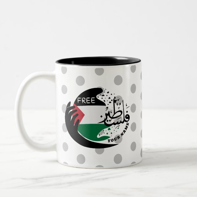 PEACE , Free Palestine  Two-Tone Coffee Mug (Left)