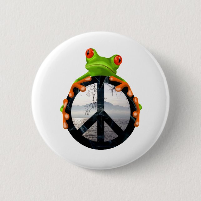 peace frog1 6 cm round badge (Front)