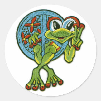 Peace Frog Classic Round Sticker
