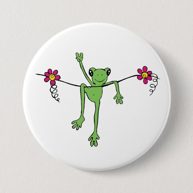 Peace Froggy 7.5 Cm Round Badge (Front)