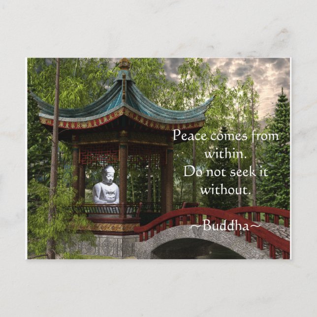Peace From Within, Buddha Quote Postcard (Front)
