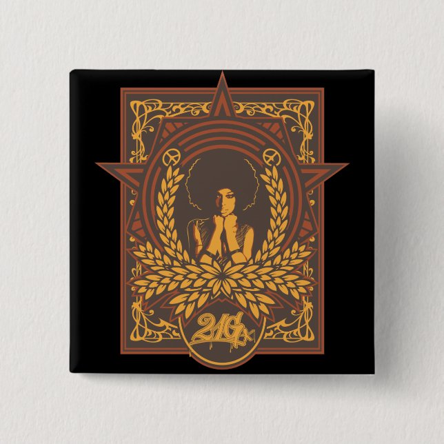 Peace Funk Afro 15 Cm Square Badge (Front)