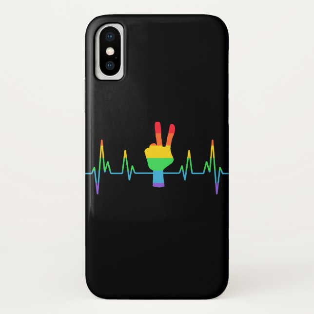 Peace Gay Heartbeat LGBT Case-Mate iPhone Case (Back)