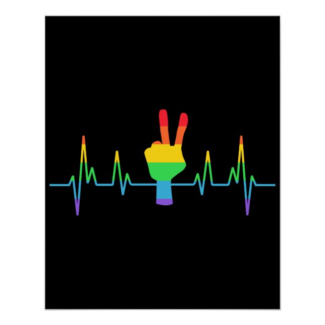 Peace Gay Heartbeat LGBT Poster (Front)