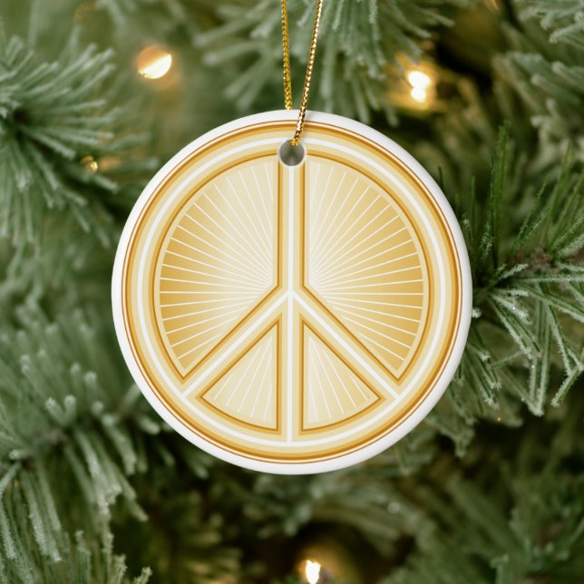 Peace, Gold Mandala Symbol Ceramic Tree Decoration (Tree)