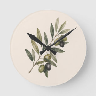 Peace Grows Here   Vintage Olive Branch Botanical  Round Clock