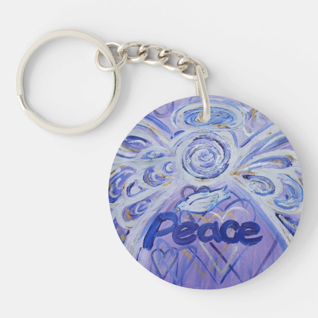 Peace Guardian Angel Word Custom Keychain (Front)