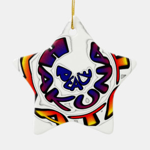 "Peace Hakuna Matata" Circular Art Print Ceramic Tree Decoration