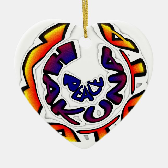 "Peace Hakuna Matata" Circular Art Print Ceramic Tree Decoration (Front)