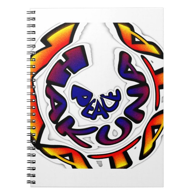 "Peace Hakuna Matata" Circular Art Print Notebook (Front)
