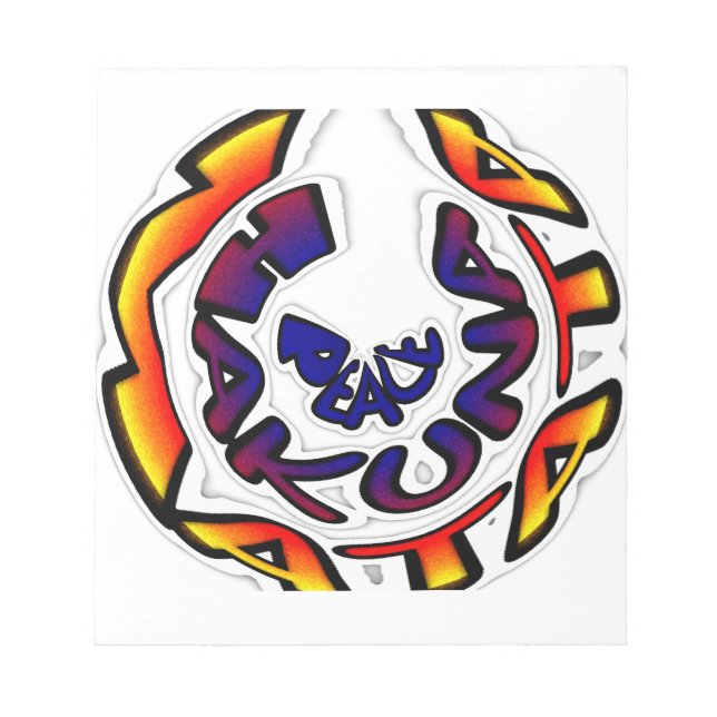 "Peace Hakuna Matata" Circular Art Print Notepad (Front)