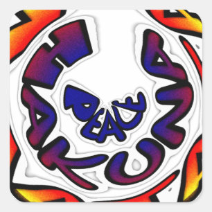 "Peace Hakuna Matata" Circular Art Print Square Sticker