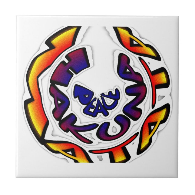 "Peace Hakuna Matata" Circular Art Print Tile (Front)